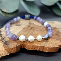 Amethyst & Pearl Bracelet with Silver Clasp