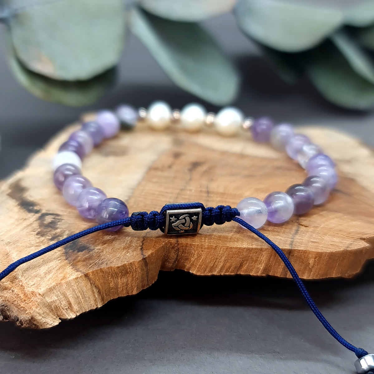 Amethyst & Pearl Bracelet with Silver Clasp