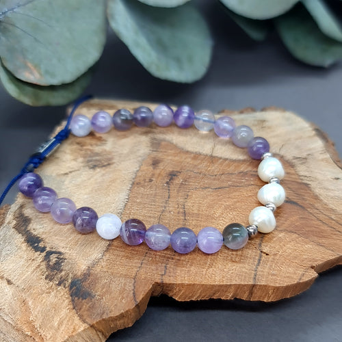Amethyst & Pearl Bracelet with Silver Clasp