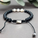 Onyx & Pearl Sterling Silver Bracelet