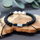 Onyx & Pearl Sterling Silver Bracelet