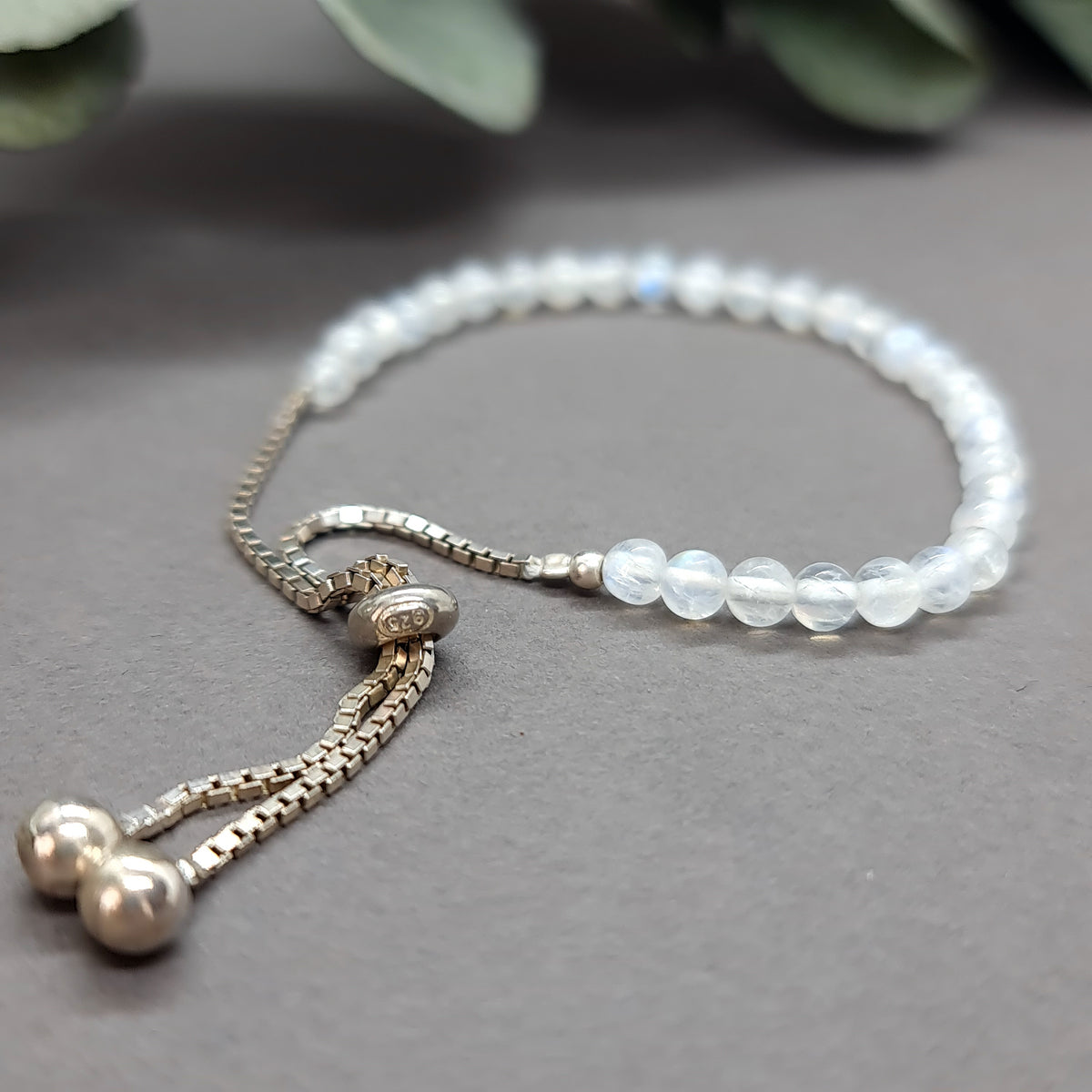 Rainbow Moonstone Sterling Silver Bracelet