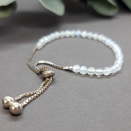 Rainbow Moonstone Sterling Silver Bracelet